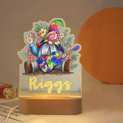 Picture of Custom Name Night Light for Kids | Personalized Cartoon Gnomes Playing Guitar Night Light with LED Lighting for Children | Personalized It With Your Kid's Name | Best Gifts Idea for Birthday, Thanksgiving, Christmas etc.