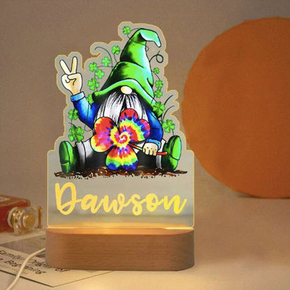 Picture of Custom Name Night Light for Kids | Personalized Cartoon Lucky Clovers & Gnomes Night Light with LED Lighting for Children | Personalized It With Your Kid's Name | Best Gifts Idea for Birthday, Thanksgiving, Christmas etc.