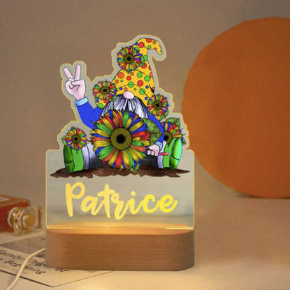 Picture of Custom Name Night Light for Kids | Personalized Cartoon Seven Color Flowers & Gnomes Night Light with LED Lighting for Children | Personalized It With Your Kid's Name | Best Gifts Idea for Birthday, Thanksgiving, Christmas etc.