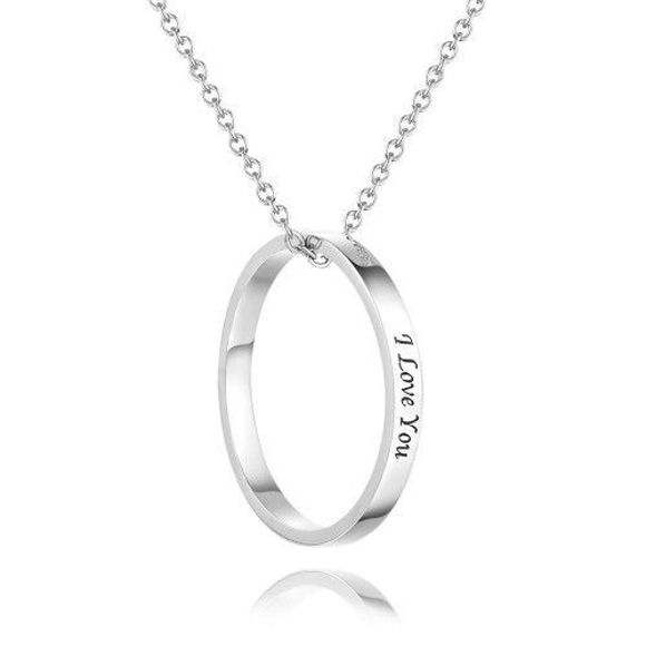 Picture of Personalized Engraved Necklace Keepsake Gift Round-Shaped Necklace in 925 Sterling Silver - Simple Customize With Any Name or Birthstone | Custom Your Name Necklace 925 Sterling Silver