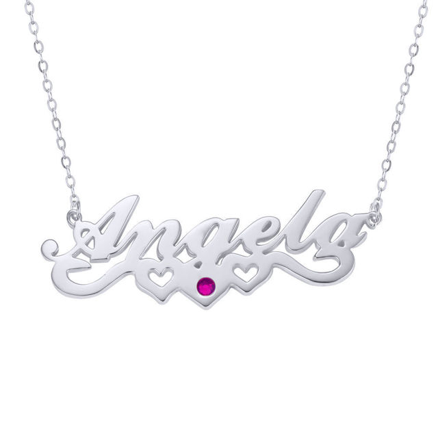 Picture of Personalized Stylish Engraved Name Necklace in 925 Sterling Silver - Customize With Any Name or Birthstone | Custom Your Name Necklace 925 Sterling Silver