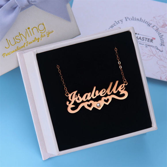 Picture of Personalized Stylish Engraved Name Necklace in 925 Sterling Silver - Customize With Any Name or Birthstone | Custom Your Name Necklace 925 Sterling Silver
