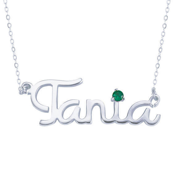 Picture of Personalized Engraved Cursive Name Necklace in 925 Sterling Silver - Customize With Any Name or Birthstone | Custom Your Name Necklace 925 Sterling Silver
