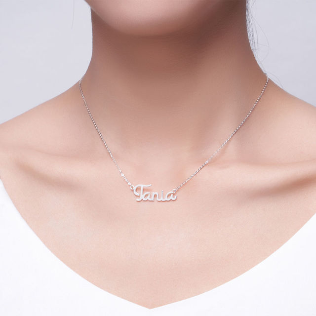 Picture of Personalized Engraved Cursive Name Necklace in 925 Sterling Silver - Customize With Any Name or Birthstone | Custom Your Name Necklace 925 Sterling Silver