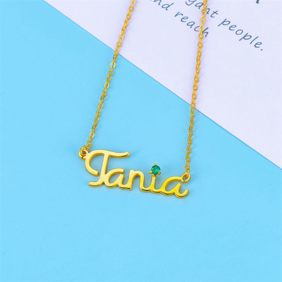 Picture of Personalized Engraved Cursive Name Necklace in 925 Sterling Silver - Customize With Any Name or Birthstone | Custom Your Name Necklace 925 Sterling Silver