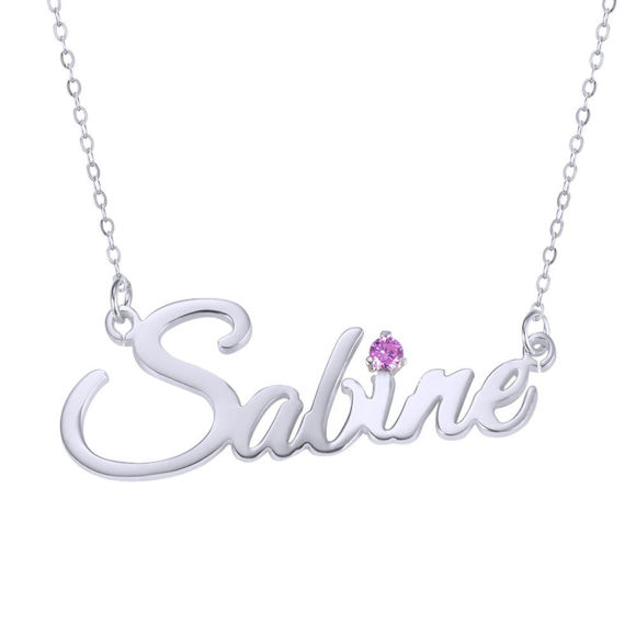 Picture of Personalized Name Necklace in 925 Sterling Silver - Customize With Any Name or Birthstone | Custom Name Necklace 925 Sterling Silver Jewelry Gifts for Women