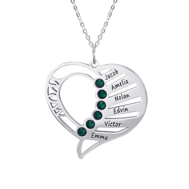 Picture of Personalized Family Members Birthstone Necklace 925 Sterling Silver - Customize With Any Name or Birthstone - Custom Family Members Necklace in 925 Sterling Silver