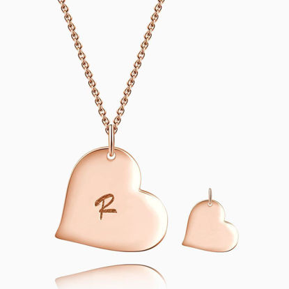 Picture of Initial Letters Heart-Shaped Pendant Necklace From A-Z in 925 Sterling Silver | Custom Name Necklace 925 Sterling Silver