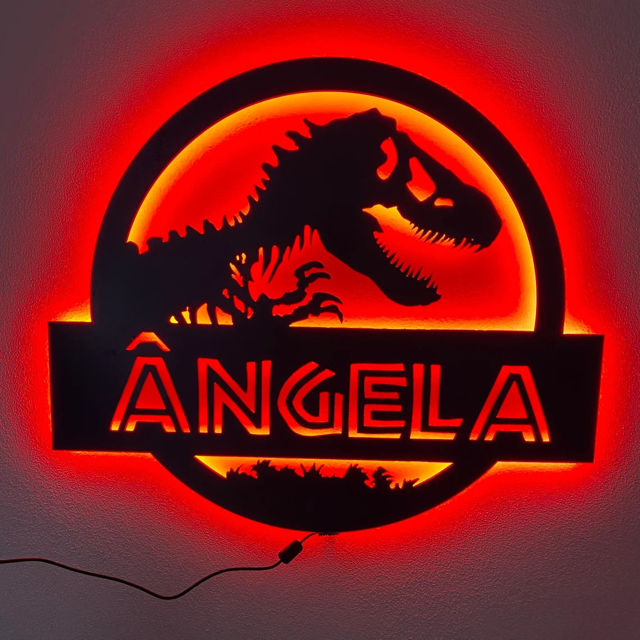 Picture of Personalized Night Light for Wall Decor | Custom Wooden Engraved Name Night Light | Jurassic Park | Best Gifts Idea for Birthday, Thanksgiving, Christmas etc.