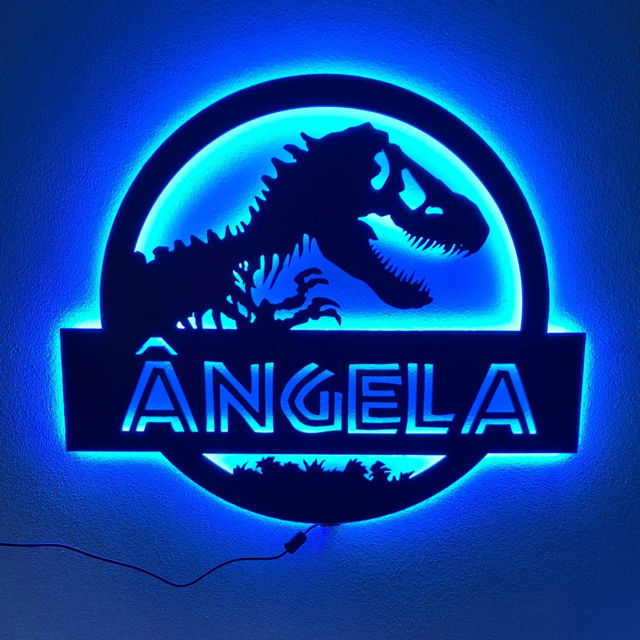 Picture of Personalized Night Light for Wall Decor | Custom Wooden Engraved Name Night Light | Jurassic Park | Best Gifts Idea for Birthday, Thanksgiving, Christmas etc.