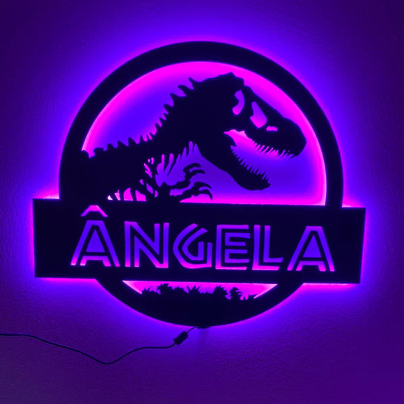 Picture of Personalized Night Light for Wall Decor | Custom Wooden Engraved Name Night Light | Jurassic Park | Best Gifts Idea for Birthday, Thanksgiving, Christmas etc.
