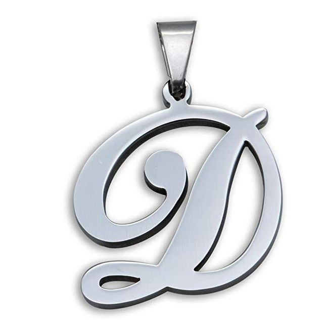 Picture of Initial Letters Pendant Necklace From A-Z in 925 Sterling Silver | Custom Name Necklace 925 Sterling Silver