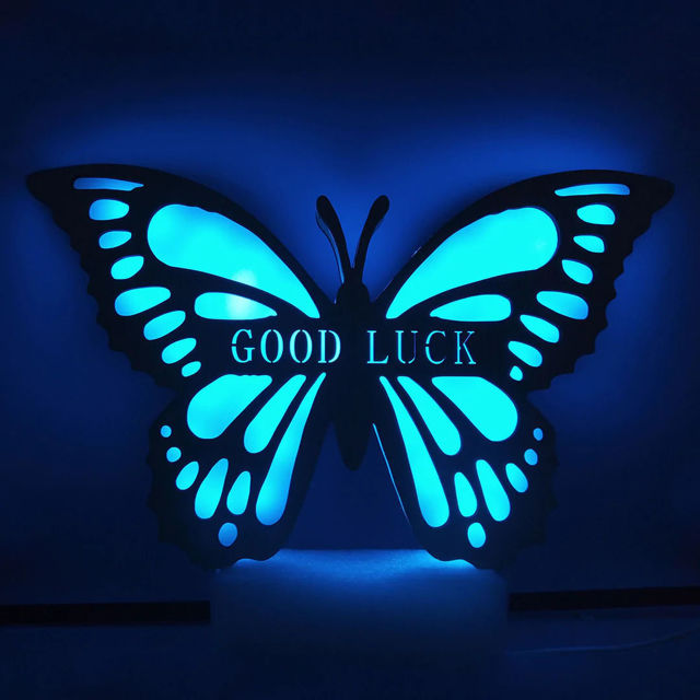 Picture of Personalized Night Light for Wall Decor | Custom Wooden Engraved Name Night Light | Butterfly | Best Gifts Idea for Birthday, Thanksgiving, Christmas etc.