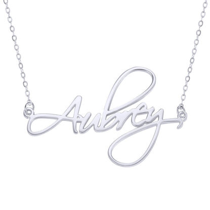 Picture of Personalized Script Style Name Necklace in 925 Sterling Silver - Customize With Any Name or Birthstone | Custom Name Necklace 925 Sterling Silver