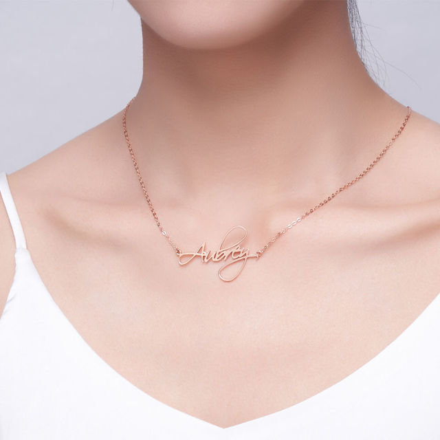 Picture of Personalized Script Style Name Necklace in 925 Sterling Silver - Customize With Any Name or Birthstone | Custom Name Necklace 925 Sterling Silver