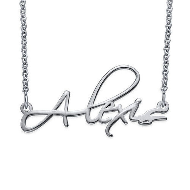 Picture of Personalized Signature Name Necklace in 925 Sterling Silver  - Customize With Any Name or Birthstone | Custom Name Necklace 925 Sterling Silver