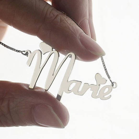 Picture of Personalized Engraved Girl's Name Necklace in 925 Sterling Silver - Customize With Any Name or Birthstone | Custom Name Necklace 925 Sterling Silver