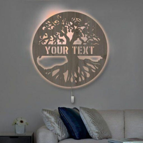 Picture of Personalized Night Light for Wall Decor | Custom Wooden Engraved Name Night Light | Tree of Life | Best Gifts Idea for Birthday, Thanksgiving, Christmas etc.