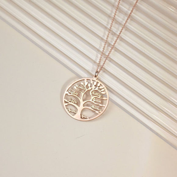 Picture of Personalized Family Tree Of Life Necklace in 925 Sterling Silver - Customize With Family Name  | Custom Family Necklace in 925 Sterling Silver