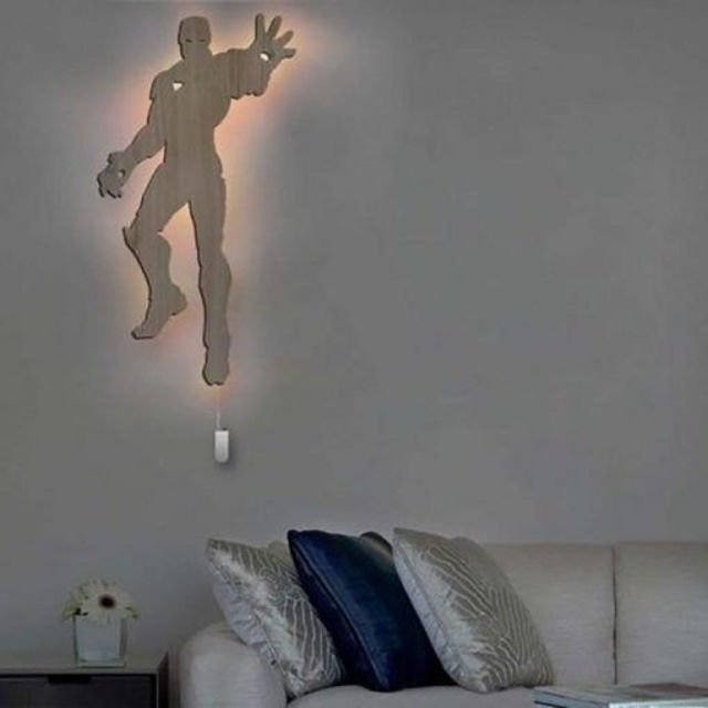 Picture of Personalized Night Light for Wall Decor | Custom Wooden Engraved Name Night Light | Iron Man | Best Gifts Idea for Birthday, Thanksgiving, Christmas etc.