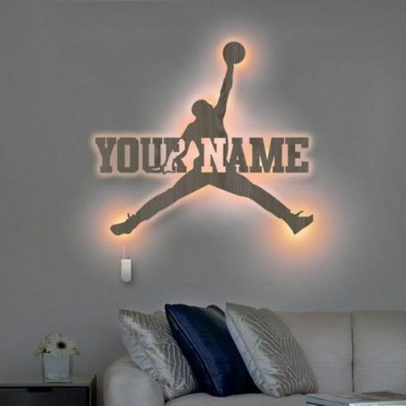 Picture of Personalized Night Light for Wall Decor | Custom Wooden Engraved Name Night Light | Jordan | Best Gifts Idea for Birthday, Thanksgiving, Christmas etc.