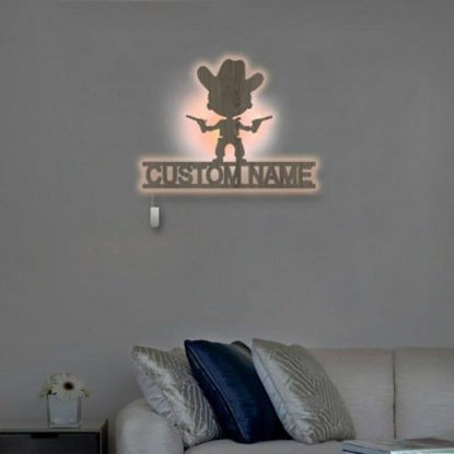 Picture of Personalized Night Light for Wall Decor | Custom Wooden Engraved Name Night Light | Little Cowboy | Best Gifts Idea for Birthday, Thanksgiving, Christmas etc.