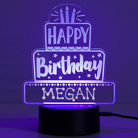 Picture of Custom Name Night Light With Colorful LED Lighting | Multicolor Happy Birthday Cake Night Light With Personalized Name | Best Gifts Idea for Birthday, Thanksgiving, Christmas etc.