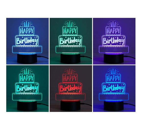 Picture of Custom Name Night Light With Colorful LED Lighting | Multicolor Happy Birthday Cake Night Light With Personalized Name | Best Gifts Idea for Birthday, Thanksgiving, Christmas etc.