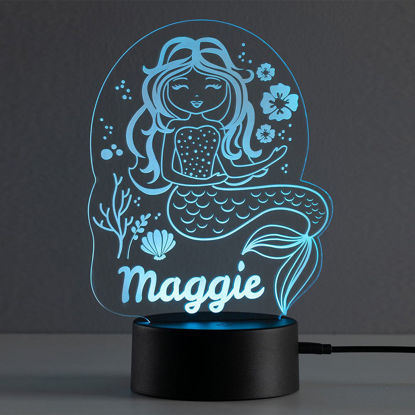 Picture of Custom Name Night Light With Colorful LED Lighting | Multicolor Happy Mermaid Night Light With Personalized Name | Best Gifts Idea for Birthday, Thanksgiving, Christmas etc.