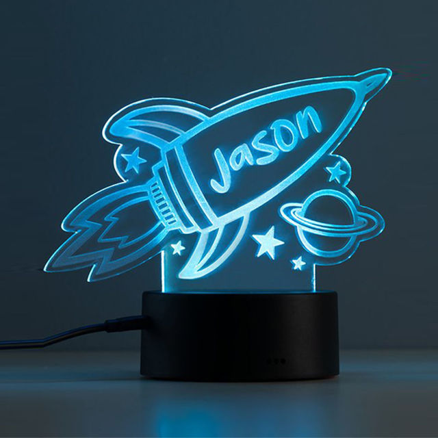 Picture of Custom Name Night Light With Colorful LED Lighting | Multicolor Rocket Planet Night Light With Personalized Name | Best Gifts Idea for Birthday, Thanksgiving, Christmas etc.