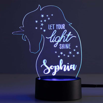 Picture of Custom Name Night Light With Colorful LED Lighting | Multicolor Shining Unicorn Night Light With Personalized Name | Best Gifts Idea for Birthday, Thanksgiving, Christmas etc.