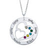 Picture of Personalized Heart in Heart Family Member With Birthstones Necklace  for Mom in 925 Sterling Silver - Customize With Family Name | Custom Family Necklace in 925 Sterling Silver