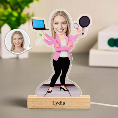 Picture of Custom Busy Woman Night Light | Personalized Face Night Light Gifts for Her | Best Gifts Idea for Birthday, Thanksgiving, Christmas etc.