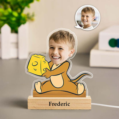 Picture of Personalized Cute Cheese Jerry | Customized Face Night Light Gifts for Kids | Best Gifts Idea for Birthday, Thanksgiving, Christmas etc.