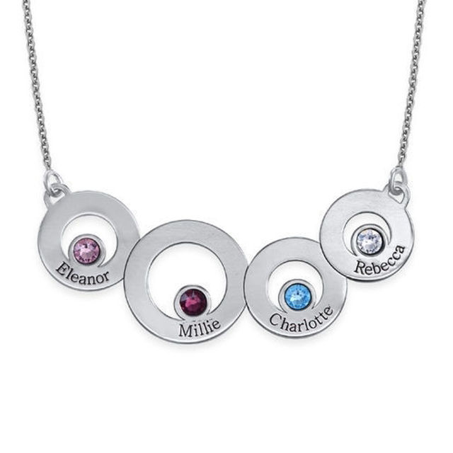 Picture of Personalized Engraved Connected Circles Necklace in 925 Sterling Silver - Customize With Family Name | Custom Family Necklace in 925 Sterling Silver