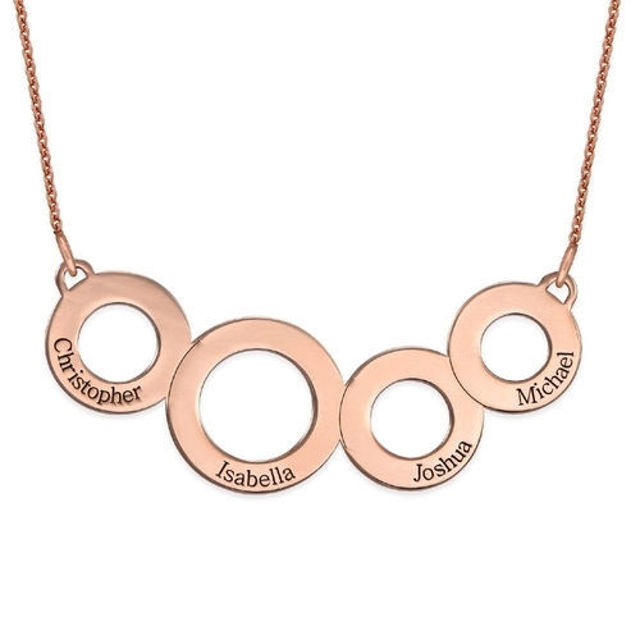 Picture of Personalized Engraved Connected Circles Necklace in 925 Sterling Silver - Customize With Family Name | Custom Family Necklace in 925 Sterling Silver