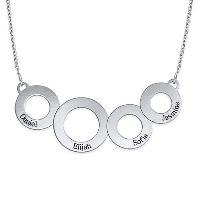 Picture of Personalized Engraved Connected Circles Necklace in 925 Sterling Silver - Customize With Family Name | Custom Family Necklace in 925 Sterling Silver