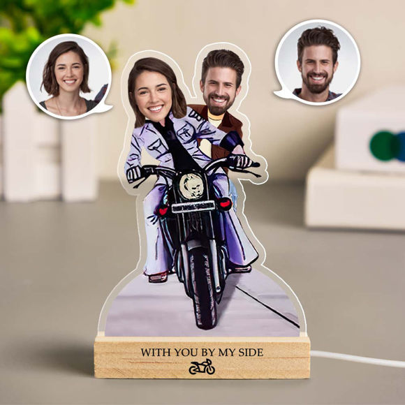 Picture of Custom Motorcycle Couple Night Light | Personalized Face Night Light | Funny Gifts for Birthday, Thanksgiving, Christmas, Valentine's Day etc.