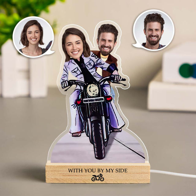 Picture of Custom Motorcycle Couple Night Light | Personalized Face Night Light | Funny Gifts for Birthday, Thanksgiving, Christmas, Valentine's Day etc.