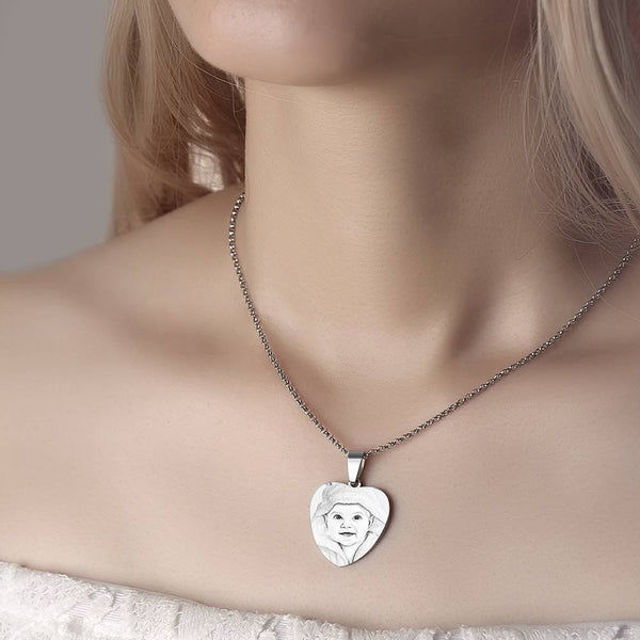 Picture of Personalized Photo Necklace in 925 Sterling Silver - Customize With Any Photo | Custom Photo Necklace 925 Sterling Silver