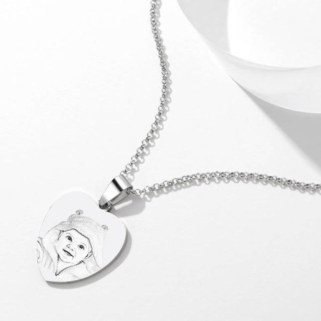 Picture of Personalized Photo Necklace in 925 Sterling Silver - Customize With Any Photo | Custom Photo Necklace 925 Sterling Silver