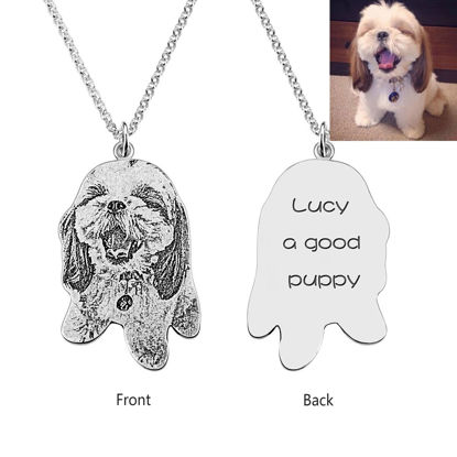 Picture of Personalized Photo Necklace in 925 Sterling Silver - 925 Sterling Silver Personalized Pet Necklace | Custom Photo Necklace 925 Sterling Silver