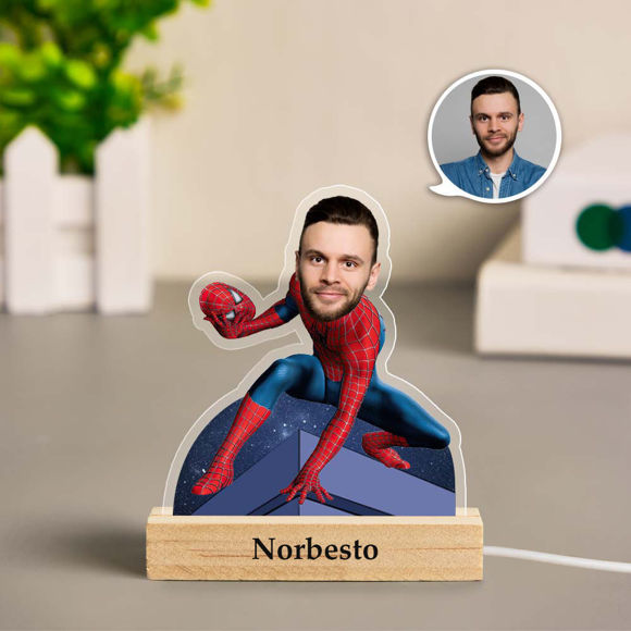 Picture of Custom Spiderman Night Light | Personalized Face Night Light Superhero Gifts | Best Gifts Idea for Birthday, Thanksgiving, Christmas etc.