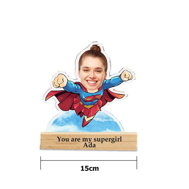 Picture of Custom Supergirl Night Light | Personalized Face Night Light Gifts for Her | Best Gifts Idea for Birthday, Thanksgiving, Christmas etc.