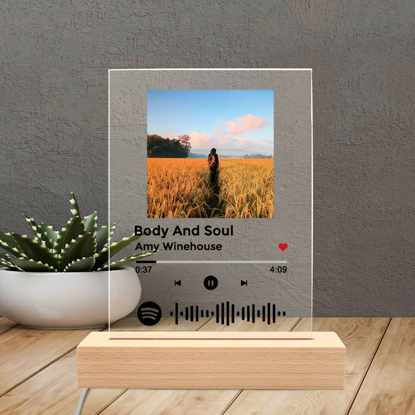 Picture of Customized Photo Night Light With Scannable Acrylic Song Plaque | Personalized Song Album Cover Night Light for Music Lovers | Personalized Gift for Good Memories | Best Gifts Idea for Birthday, Thanksgiving, Christmas etc.