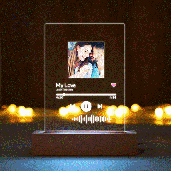 Picture of Customized Photo Night Light With Scannable Acrylic Song Plaque | Personalized Song Album Cover Night Light for Music Lovers | Personalized Gift for Good Memories | Best Gifts Idea for Birthday, Thanksgiving, Christmas etc.