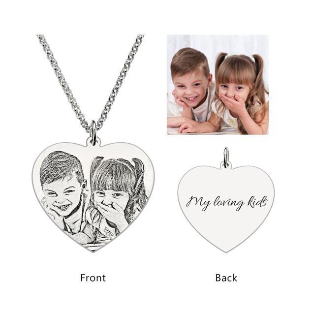 Picture of Personalized Heart Photo Pendant Necklace in 925 Sterling Silver - Customize With Any Photo | Custom Photo Necklace in 925 Sterling Silver