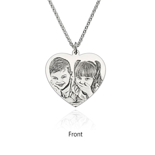 Picture of Personalized Heart Photo Pendant Necklace in 925 Sterling Silver - Customize With Any Photo | Custom Photo Necklace in 925 Sterling Silver