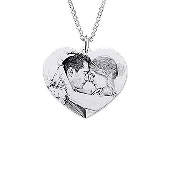 Picture of Personalized Heart Photo Pendant Necklace in 925 Sterling Silver - Customize With Any Photo | Custom Photo Necklace in 925 Sterling Silver
