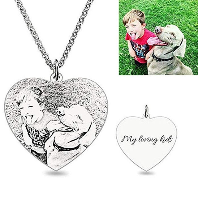 Picture of Personalized Heart Photo Pendant Necklace in 925 Sterling Silver - Customize With Any Photo | Custom Photo Necklace in 925 Sterling Silver